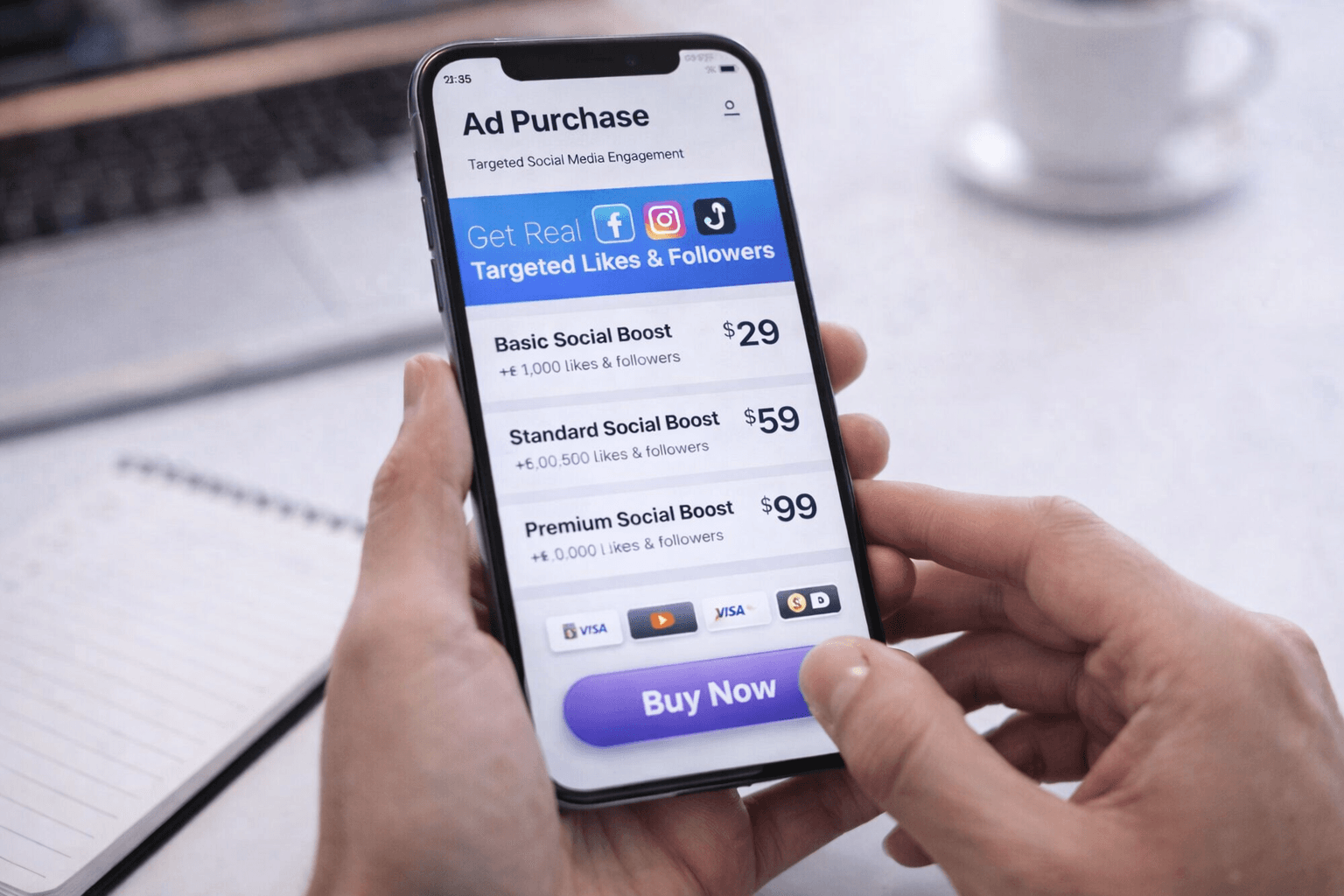 social media ad purchase in action